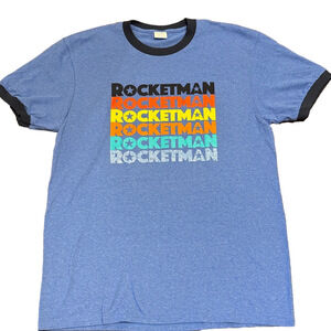 Rocketman Global Theater Tour 2019 Blue Short Sleeve Tee Size L New